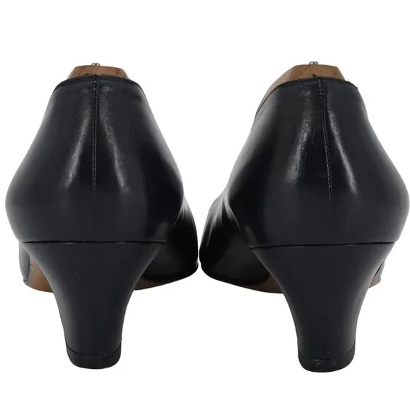 Vintage Salvatore Ferragamo Womens 9AA Navy Leather Reptile Embossed Dress Pumps - Picture 6 of 9